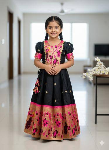 NEW LAUNCING PAITHANI KIDS LEHENGA CHOL silk Kids clothing wholesale